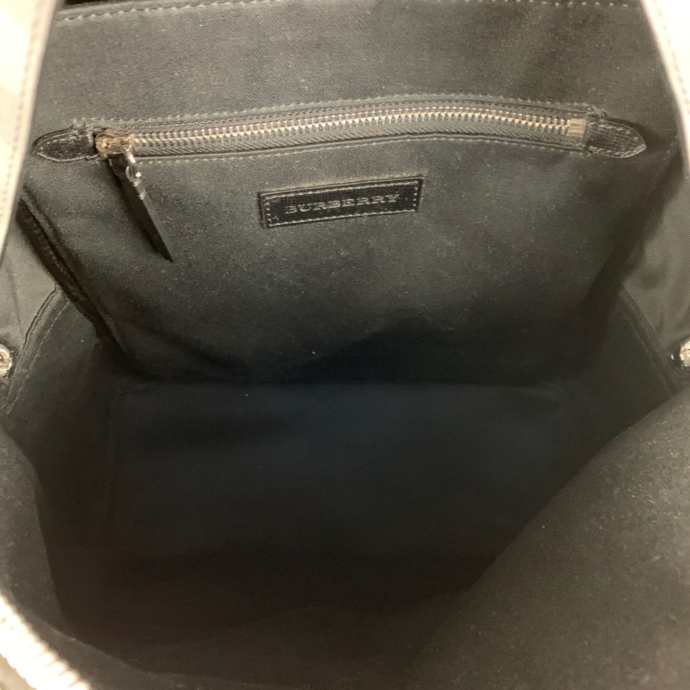 New Burberry Leather Trim London Check Backpack - Picture 8 of 8